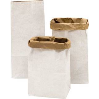 Paper Poetry Maxi-Blockbodenbeutel S 41x18x12cm 3 Stück - Weiß-Braun