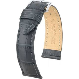 HIRSCH Duke Embossed Leather Watch Strap Grey