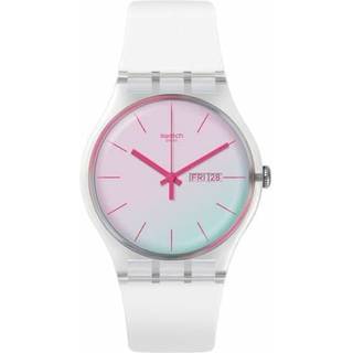 Swatch Polawhite Quartz White Dial White Silicone Strap Unisex Watch SO29K704-S14