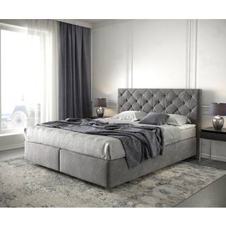Boxspringbett Dream-Great 160x200 cm Mikrofaser Taupe mit Matratze und Topper