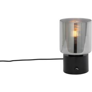 Art Deco bordlampe sort med røgglas - Laura