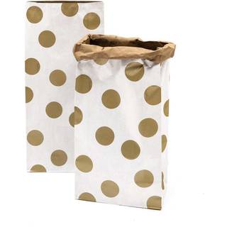 Paper Poetry Maxi-Blockbodenbeutel L Punkte 60x28x17cm 2 Stück - Weiß-Braun-Gold