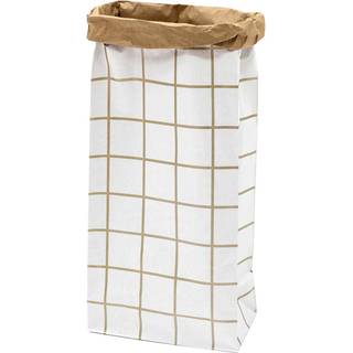 Paper Poetry Maxi-Blockbodenbeutel XL Karo 76x32x18cm 1 Stück - Weiß-Braun-Gold