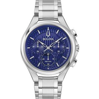 Bulova 96A302 Herrenarmbanduhr Chronograph Curv Stahl/Blau