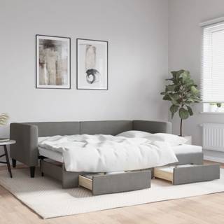 Daybed Stof Mørkegrå - med udtræk og skuffe / 90 x 200 cm