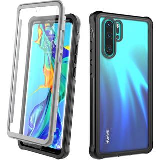 Huawei P30 Pro cover med skærmbeskytter sort / grå