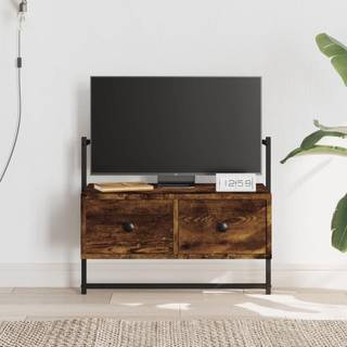 væghængt tv-bord 60,5x30x51 cm konstrueret træ røget egetræ