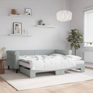 daybed med udtræk og madras 90x190 cm velour lysegrå