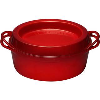 Le Creuset Saftbräter Doufeu Oval Gusseisen Kirschrot 32cm