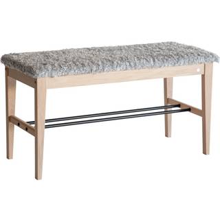 Oscarssons Möbel, Cora Bench Hvidolieret eg/fåreskindslook Lysegrå