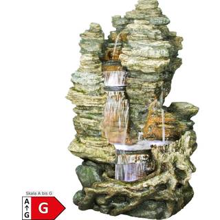 Ubbink AcquaArte Miami Wasserfall Felsstruktur Gartenbrunnen Set LED Springbrunnen