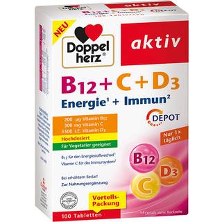 Doppelherz aktiv vitamin B12 + C + D3 depottabletter 1235.91 DKK/1 kg