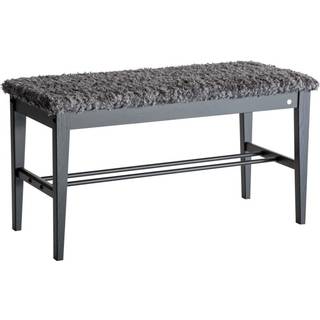 Oscarssons Möbel, Cora Bench Sortbejdset eg/fåreskindslook Mørkegrå
