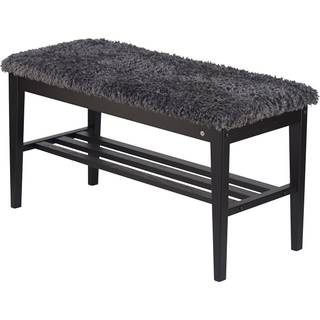 Oscarssons Möbel, Nadja Bench Sortbejdset eg/fåreskind i mørkegråt look