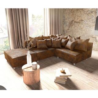 Ecksofa Clovis Braun Antik Optik Hocker Ottomane Links Modulsofa