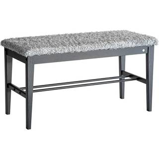 Oscarssons Möbel, Cora Bench Sortbejdset eg/fåreskindslook Lysegrå