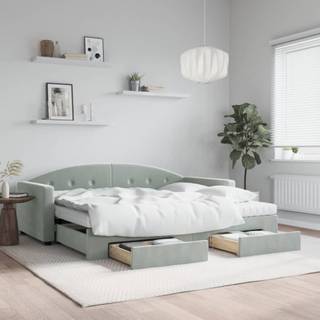 daybed med udtræk og skuffer 90x200 cm velour lysegrå