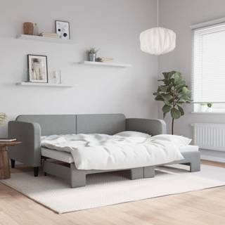 daybed med udtræk 90x190 cm stof lysegrå
