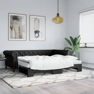 daybed med udtræk 90x200 cm kunstlæder sort