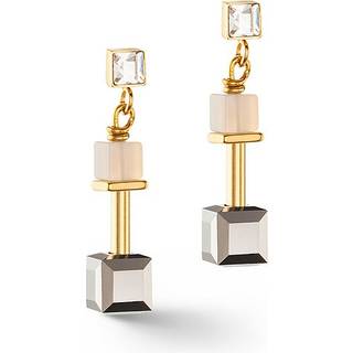 Coeur de Lion 5074/21-1216 Damen-Ohrringe GeoCUBE Ohrhänger Grau-Gold