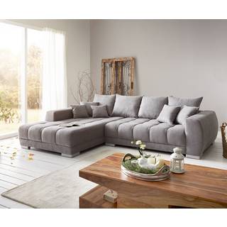 Ecksofa Josea 300x220 cm Mikrofaser Steingrau Recamiere links