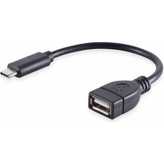 USB-C han til USB-A 2.0 hun kabel - 12 cm - Sort