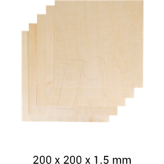 Snapmaker Basswood Træplader til laserskære 1,5mm 5 stk - 200x200 mm