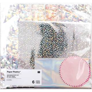 Paper Poetry Geschenktüten Set, 6 Holographietüten und 6 Sticker - Mehrfarbig