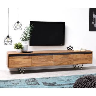 Designer-Lowboard Stonegrace 200 cm Akazie Natur Schiefer 4 Schübe
