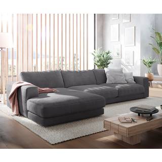 Ecksofa Cubico 350x190 cm Cord Anthrazit Recamiere links