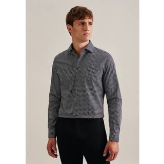 Seidensticker Herren Hemd schwarz gemustert Slim Fit