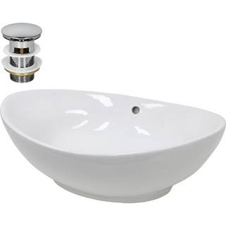 ECD Germany håndvask med overløbstank - 590x390x200 mm - keramik