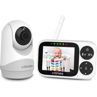 VTimes Video Babyalarm med kamera og lyd 3,2"""" LCD farvesk?rm Babykamera Monitor Ingen WiFi Nattesyn VOX Mode Pan-Tilt-Zoom Temperatur Display 2