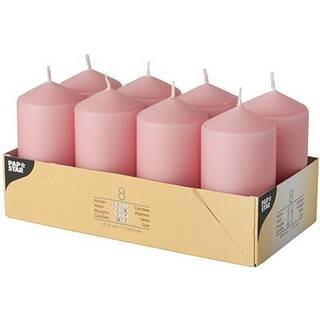 8 stk. Bloklys Pink 10x5 cm paraffin – Eksklusiv stemning til fest og hverdagsbordet