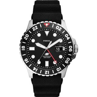 Fossil FS6036 Blue GMT Black Silicone Strap Watch - W10335