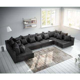 Wohnlandschaft Clovis XL Anthrazit Antik Optik Modulsofa