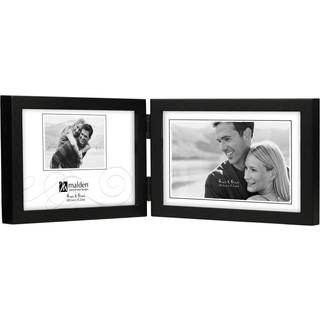 Malden International Designs Black Concept Wood Picture Frame Double Horizontal 2-4x6 Black