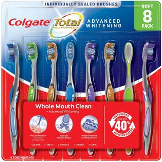 Colgate Total Hele mundsundhed Avanceret whitening Soft Floss Tip Bristles Wraparound Chind and Tongue Cleaner Spiral Bristles - 8 tandbørster