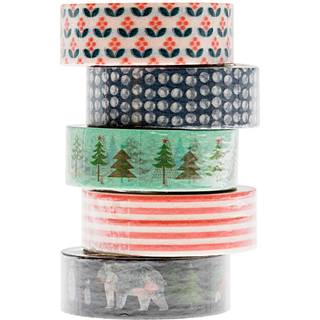 Paper Poetry Tape Set Winterwald blau-rot 1,5cm 10m 5 Stück - Blau, Rot
