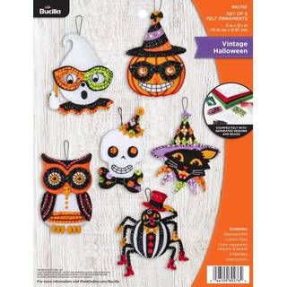 Bucilla 89276e Felt Applique Ornament Kit Vintage Halloween sæt på 6