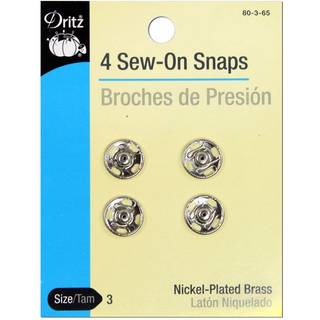 Dritz 80-3-65 SEW-ON SNAPS Nikkelbelagt messingst?rrelse 3 4-t?lling