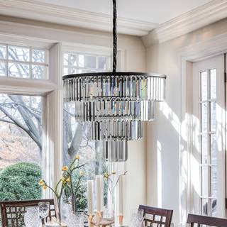 Hængelampe Cristal, transparent/sort, Ø 71 cm