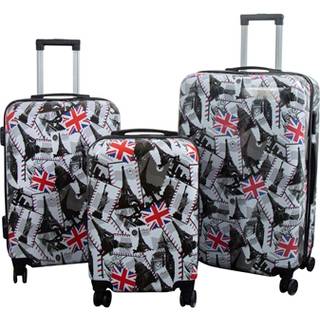 Kuffertsæt - 3 Stk. - Kuffert med motiv - London og Paris - Hardcase letvægt kuffert med 4 hjul