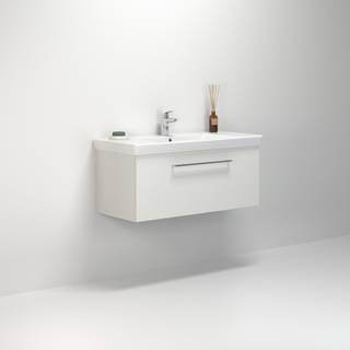 Scanbad Multo vaskeskab med Lotto XL vask, 1 skuffe, 105 cm, mat hvid