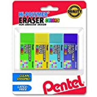 Pentel Hi-Polymer Block Eraser Small Assortered Colours Pack of 4 (Zeh05crbp4m)