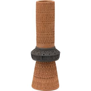 Bloomingville Handmade Debossed Terra-Cotta Color Vase Terracotta & Black
