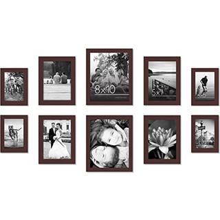 AmericanFlat 10 Stykke Mahogni Billedrammer Collage V?gindretning - Galleri v?gramme s?t med to 8x10 fire 5x7 og fire 4x6 rammer Shatter Resisten