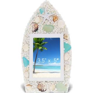 COTA Global Oceanic Boat Frame 3.5x5 Frame - Seashell Photo Frame With Beach Ornament