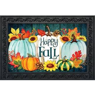 Briarwood Lane Happy Fall Pumpkins Primitive Doormat Autumn Leaves Indendoor Outdoor 30 """" X 18 """"