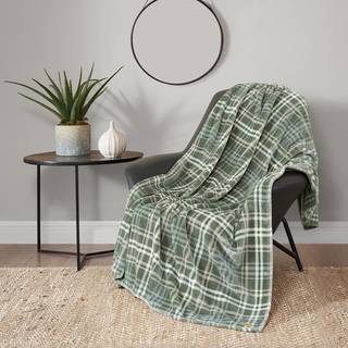 Lucky Brand Camper Plaid Olive Green 50 """" X70 """" Hyggeligt plys t?ppe - Premium Microfiber Throw for Luxurious Comfort and Style